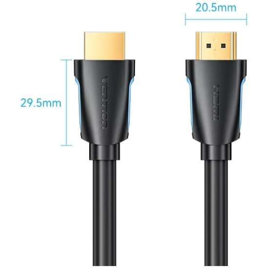Кабель HDMI M - M, 3.0м, V2.0, 4K 60Гц, Gold-Plated, PVC Vention (VAA-M02-B300) на малюнкі №2