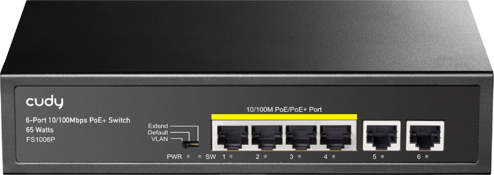 Комутатор Cudy FS1006P, 6 портовий 10/100M PoE+Switch 60W (FS1006P) на малюнкі №1