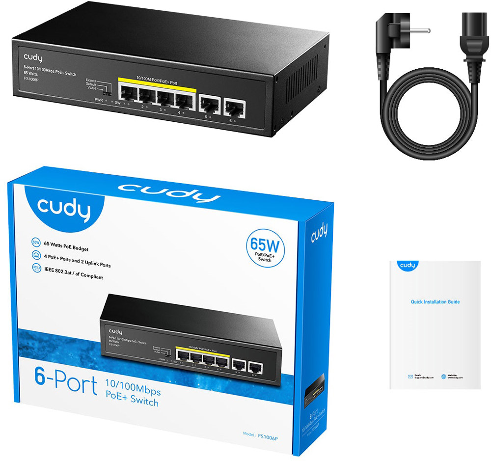 Комутатор Cudy FS1006P, 6 портовий 10/100M PoE+Switch 60W (FS1006P) на малюнкі №5