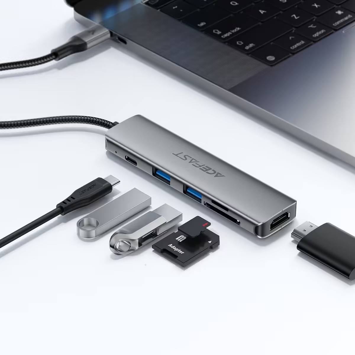 Док-станція USB3.0 Type-C -- HDMI4K@60Hz/2xUSB-A 3.0/TF/SD/USB-C 90W Hub 6-in-1 J18 Acefast (6974316285939) на малюнкі №5