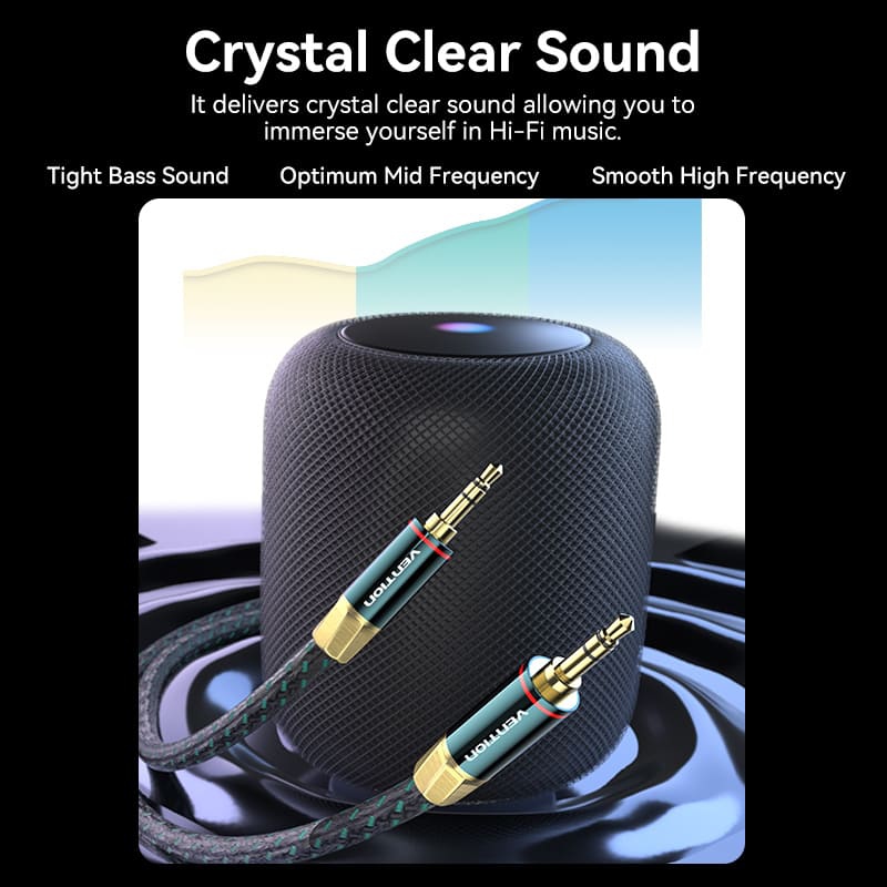 Кабель AUX Audio TRS M/M, 8.0м, Silver-plated, Zinc alloy, обплетення, зелений, Vention (BAYGK) Зелений на малюнкі №5