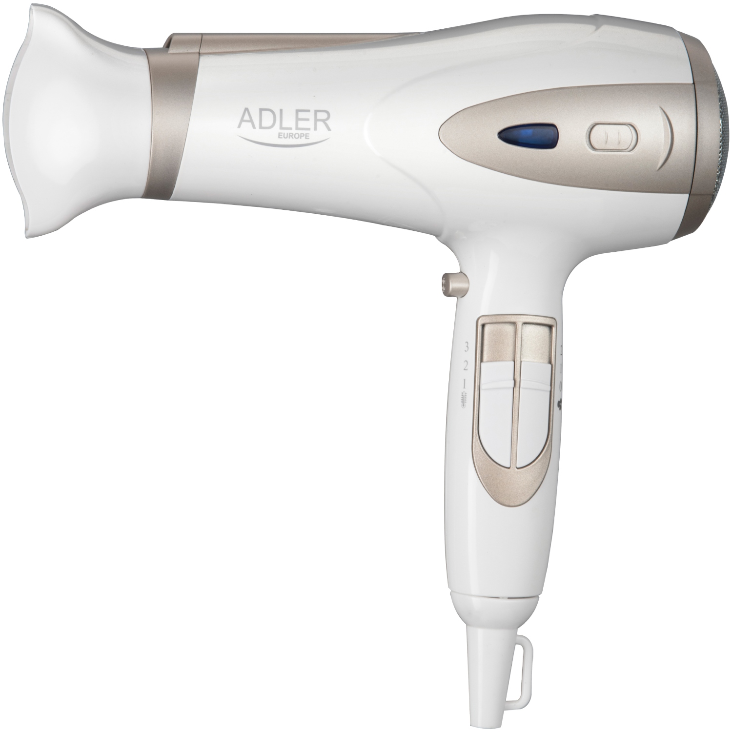 Фен Adler AD 2248 white champagne 2200Вт/ 2 швидкості/ хол.обдув/ темп.режимів-3/ іонізація/ дифузор (AD2248W) Білий на малюнкі №1