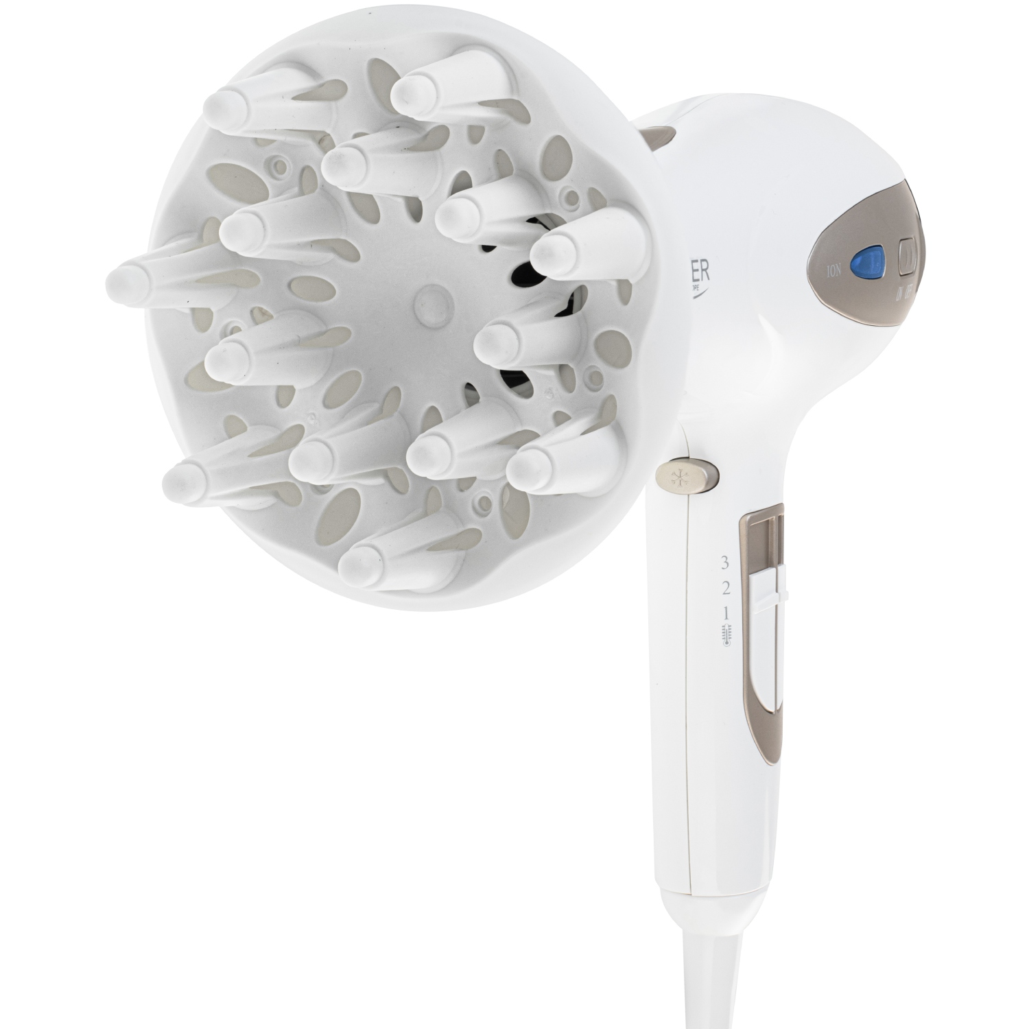 Фен Adler AD 2248 white champagne 2200Вт/ 2 швидкості/ хол.обдув/ темп.режимів-3/ іонізація/ дифузор (AD2248W) Білий на малюнкі №3