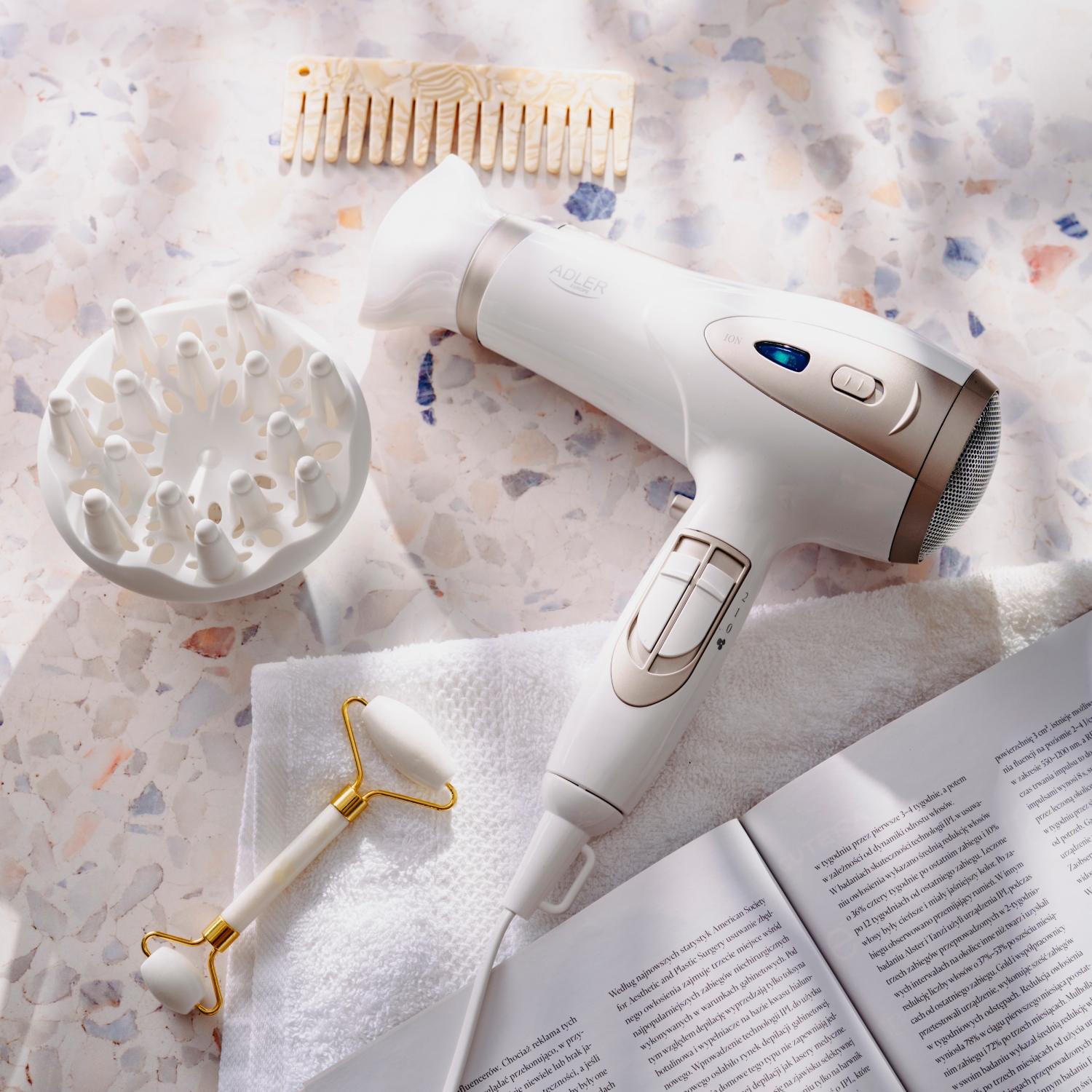 Фен Adler AD 2248 white champagne 2200Вт/ 2 швидкості/ хол.обдув/ темп.режимів-3/ іонізація/ дифузор (AD2248W) Білий на малюнкі №7