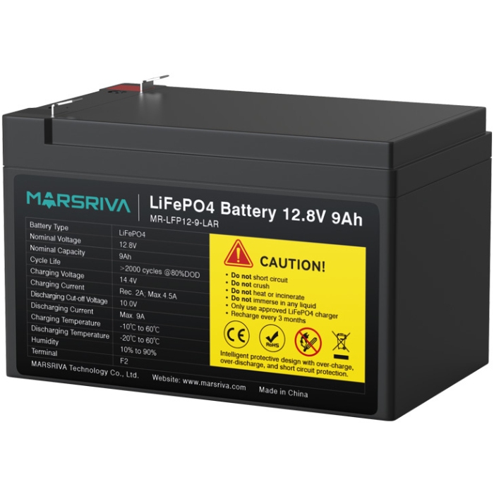 Акумуляторна батарея Marsriva 12.8V, 9.0A, літієва батарея (MR-LFP12-9-LAR) на малюнкі №2