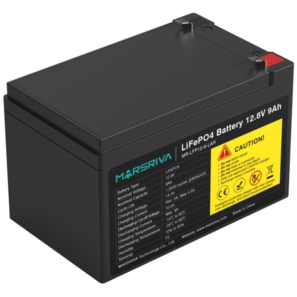 Акумуляторна батарея Marsriva 12.8V, 9.0A, літієва батарея (MR-LFP12-9-LAR) на малюнкі №4