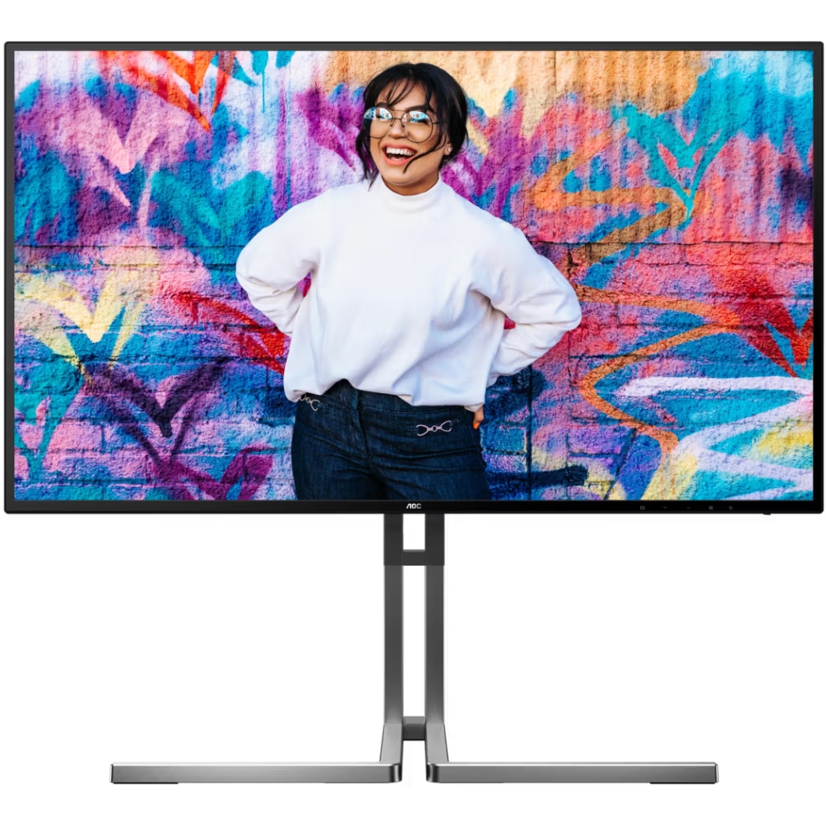 TFT 27 AOC U27U3CV, Nano IPS, 2хHDMI, DP, USB-C, USB-hub, HAS, Pivot, кол, чорно-срібл (U27U3CV) чорний з сірим на малюнкі №1