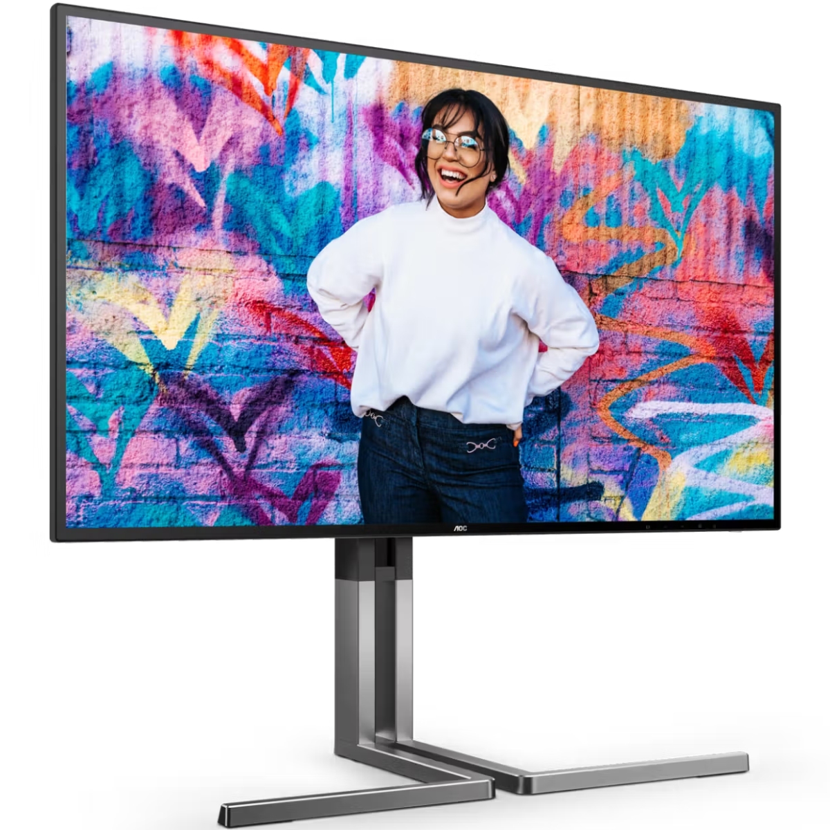 TFT 27 AOC U27U3CV, Nano IPS, 2хHDMI, DP, USB-C, USB-hub, HAS, Pivot, кол, чорно-срібл (U27U3CV) чорний з сірим на малюнкі №2