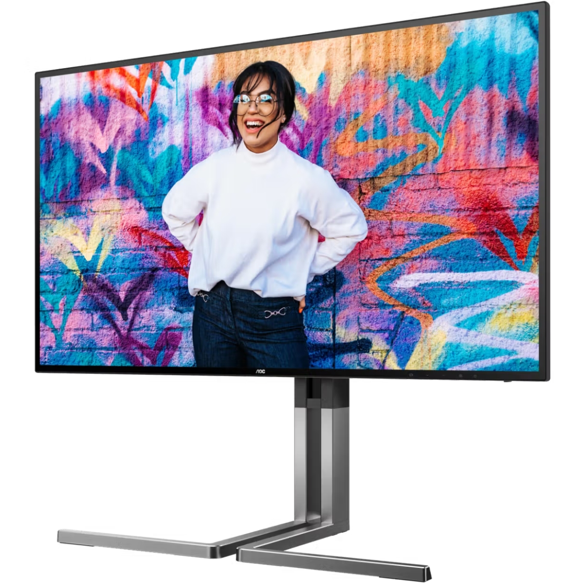 TFT 27 AOC U27U3CV, Nano IPS, 2хHDMI, DP, USB-C, USB-hub, HAS, Pivot, кол, чорно-срібл (U27U3CV) чорний з сірим на малюнкі №3