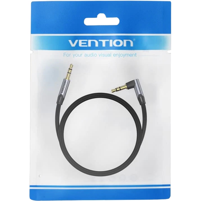 Кабель AUX Audio TRS M/M, кут 90°, 1.0м сірий, Aluminum Alloy Vention (BANHF) Сірий на малюнкі №3