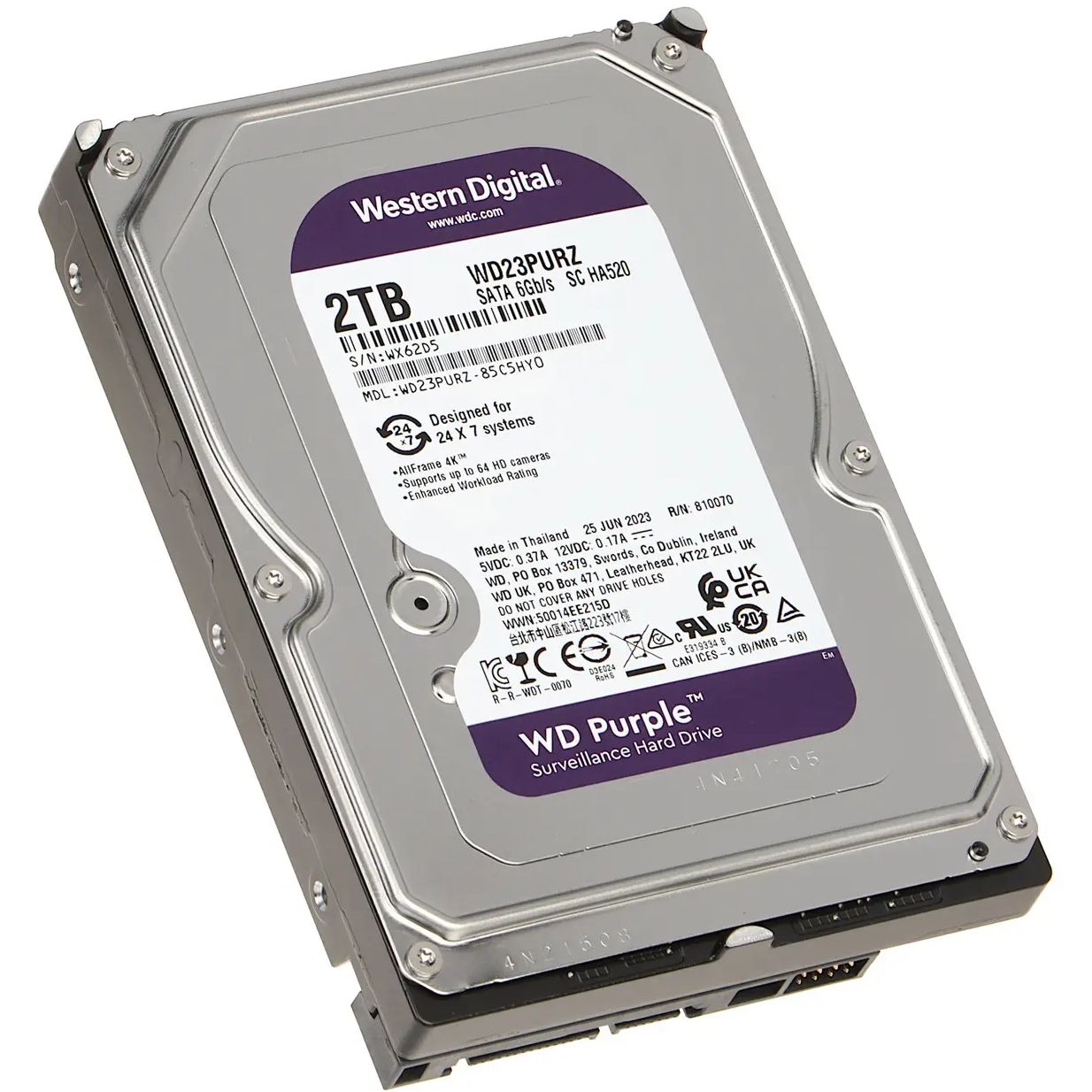 HDD 2TB, 5400rpm, WD Purple, 256M, SATA III (WD23PURZ) на малюнкі №3