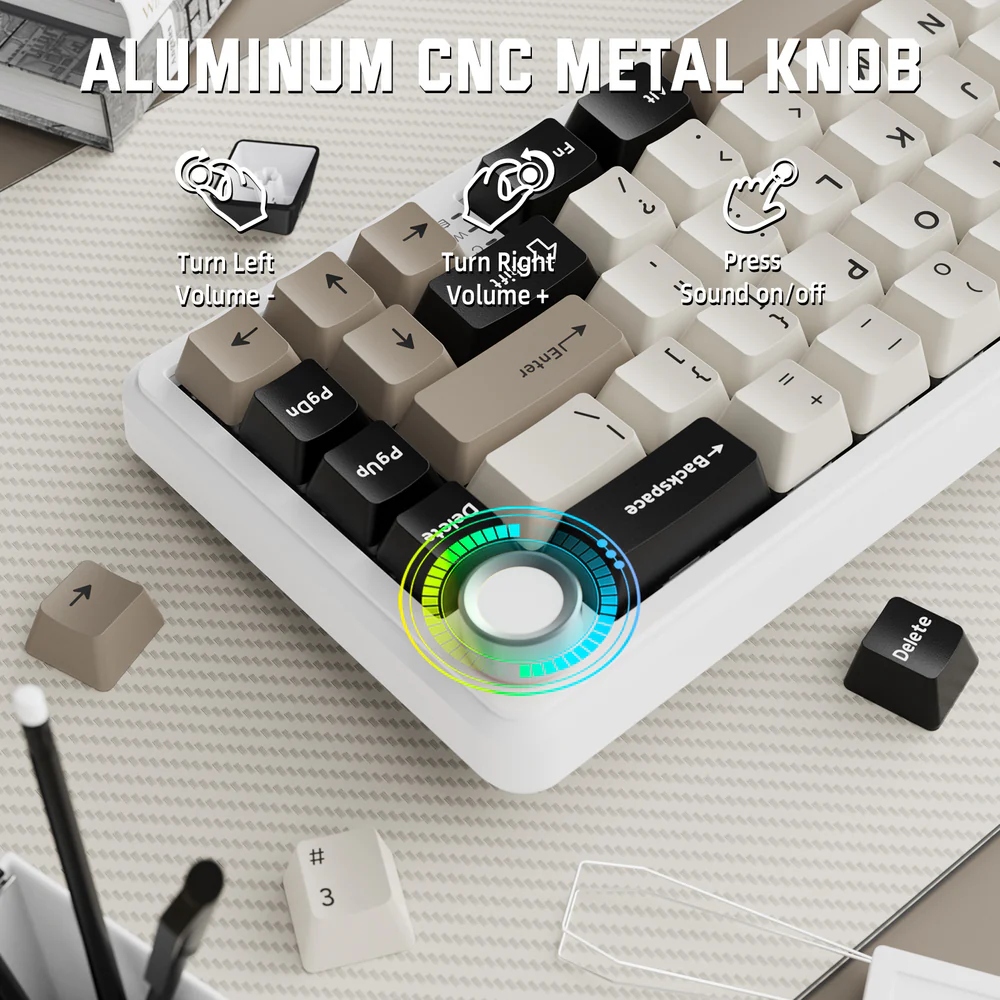 Клавіатура ігрова механічна Attack Shark X66 66кл. RGB, Wireless, Cheese White (X66CW_AS) Білий на малюнкі №4