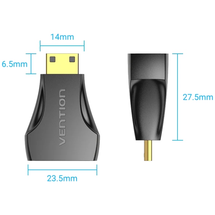 Перехідник HDMI F - mini HDMI M, 4K 60Гц, чорний, Vention (AISB0) на малюнкі №2