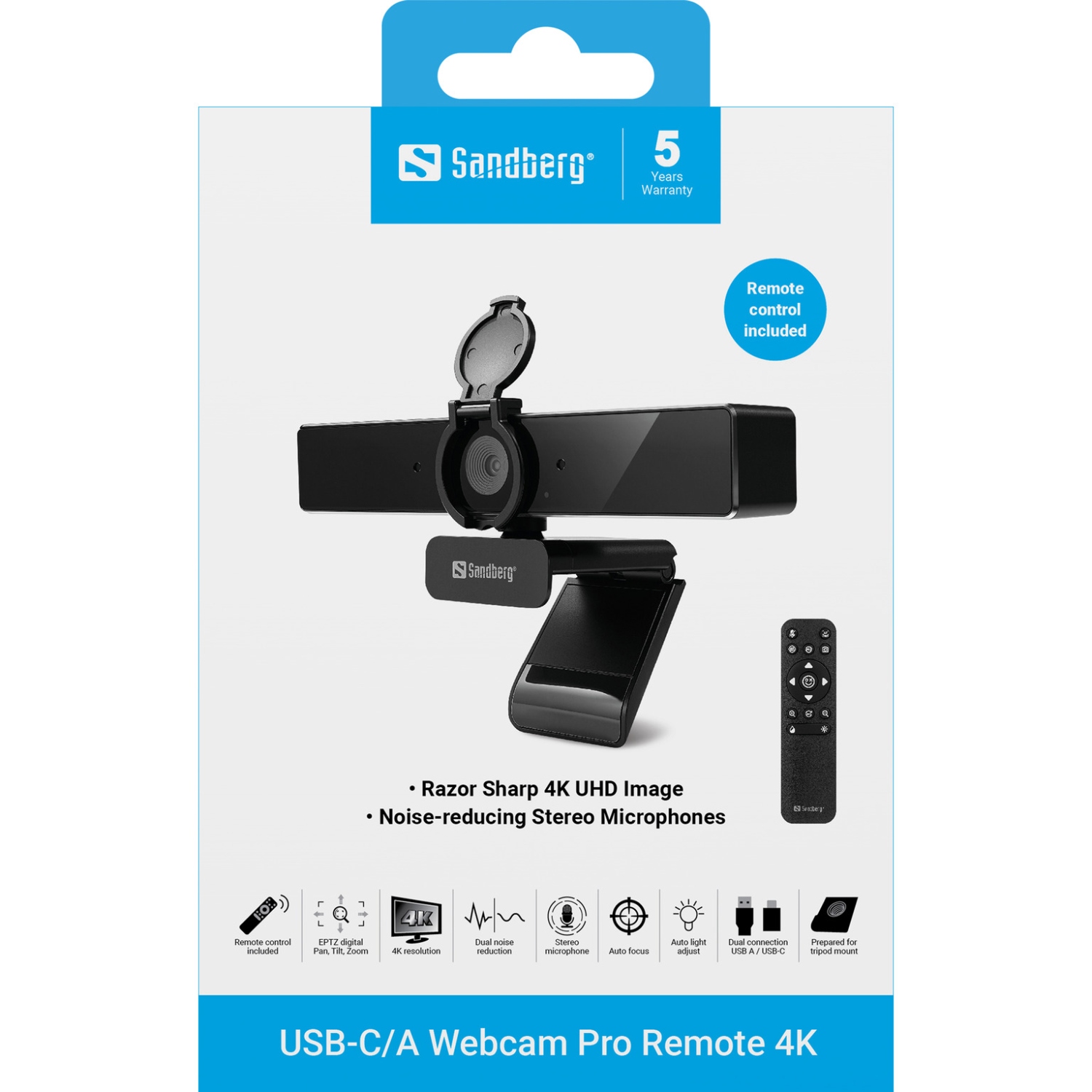 Веб-камера Sandberg 4K Webcam USB-A/USB-C connection, ENC, Remote control (134-45) на малюнкі №8