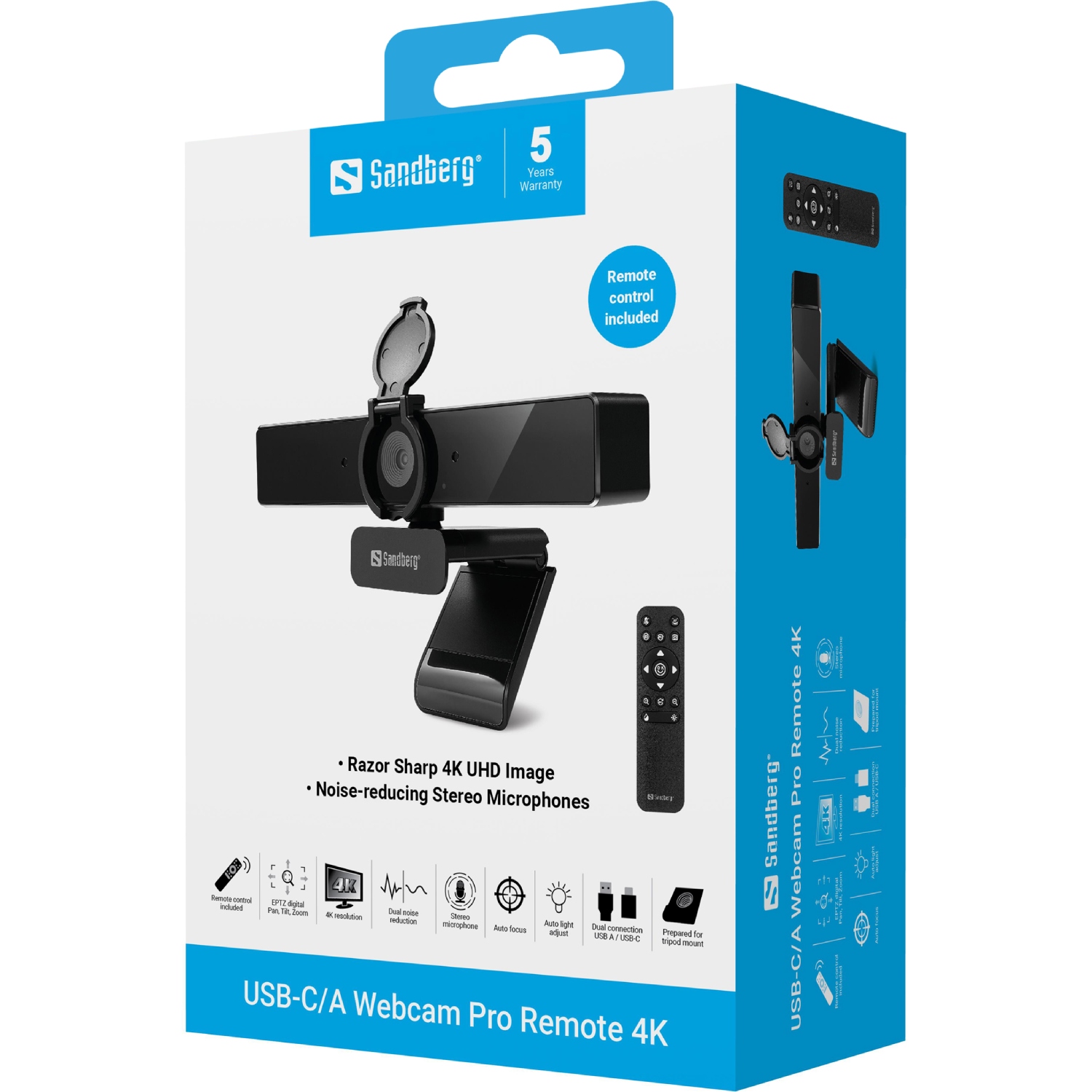 Веб-камера Sandberg 4K Webcam USB-A/USB-C connection, ENC, Remote control (134-45) на малюнкі №9