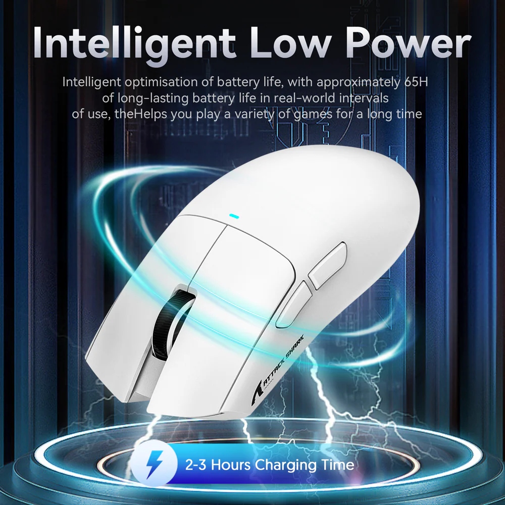 Мишка Attack Shark X11, Wireless/Bluetooth, 22000dpi. (PAW3311), 6кн, White (X11W_AS) Білий на малюнкі №5