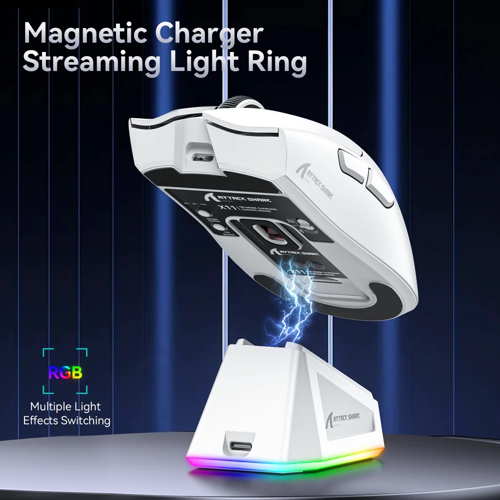 Мишка Attack Shark X11, Wireless/Bluetooth, 22000dpi. (PAW3311), 6кн, White (X11W_AS) Білий на малюнкі №7