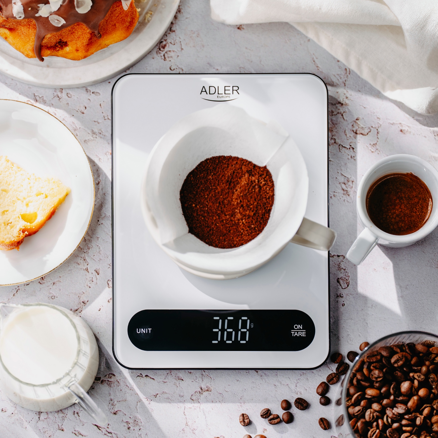 Ваги кухонні Adler AD 3177 white black електронні/ 10кг/ г; мл, унція/ USB type C/ автовимкнення (AD3177WB) Білий на малюнкі №10
