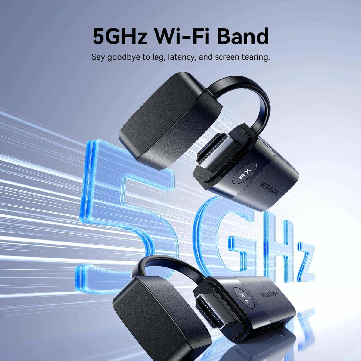 Комплект бездротовий HDMI передавач + приймач, 1080P60Гц, 5GHz, до 50м Vention (ADKB0) Чорний на малюнкі №4