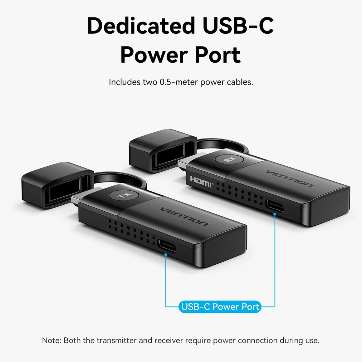 Комплект бездротовий HDMI передавач + приймач, 1080P60Гц, 5GHz, до 50м Vention (ADKB0) Чорний на малюнкі №5