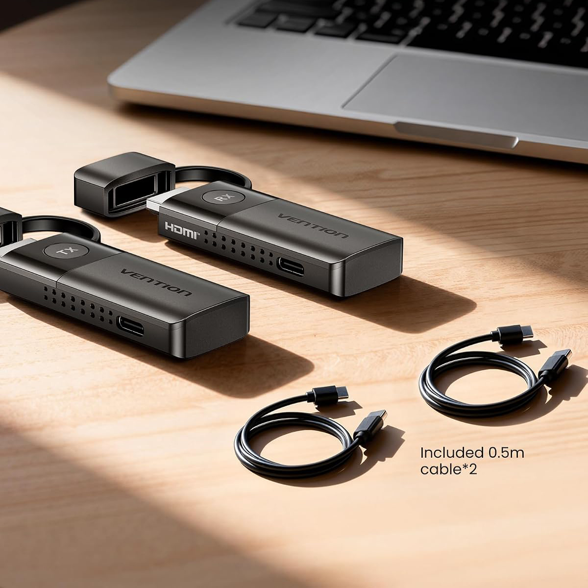 Комплект бездротовий HDMI передавач + приймач, 1080P60Гц, 5GHz, до 50м Vention (ADKB0) Чорний на малюнкі №7