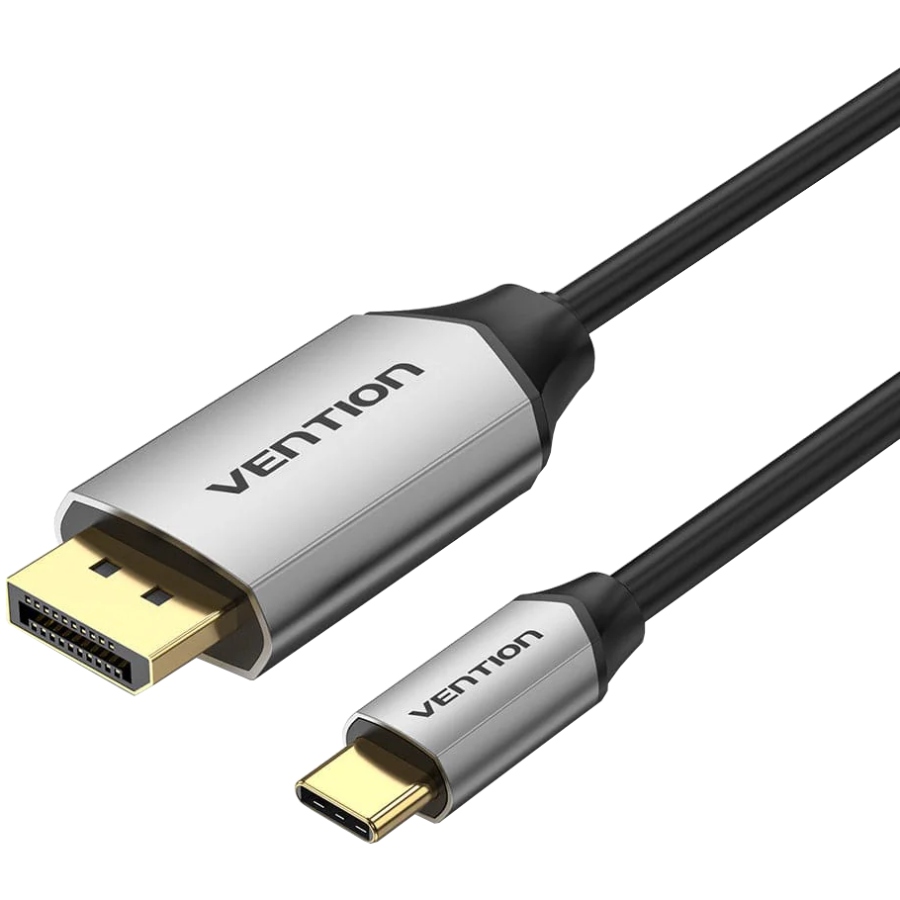 Кабель USB 3.1 Type-C M - DisplayPort M, 1.0м v.1.4 4K60Hz Aluminum Alloy чорний Vention (CGZBF) на малюнкі №1