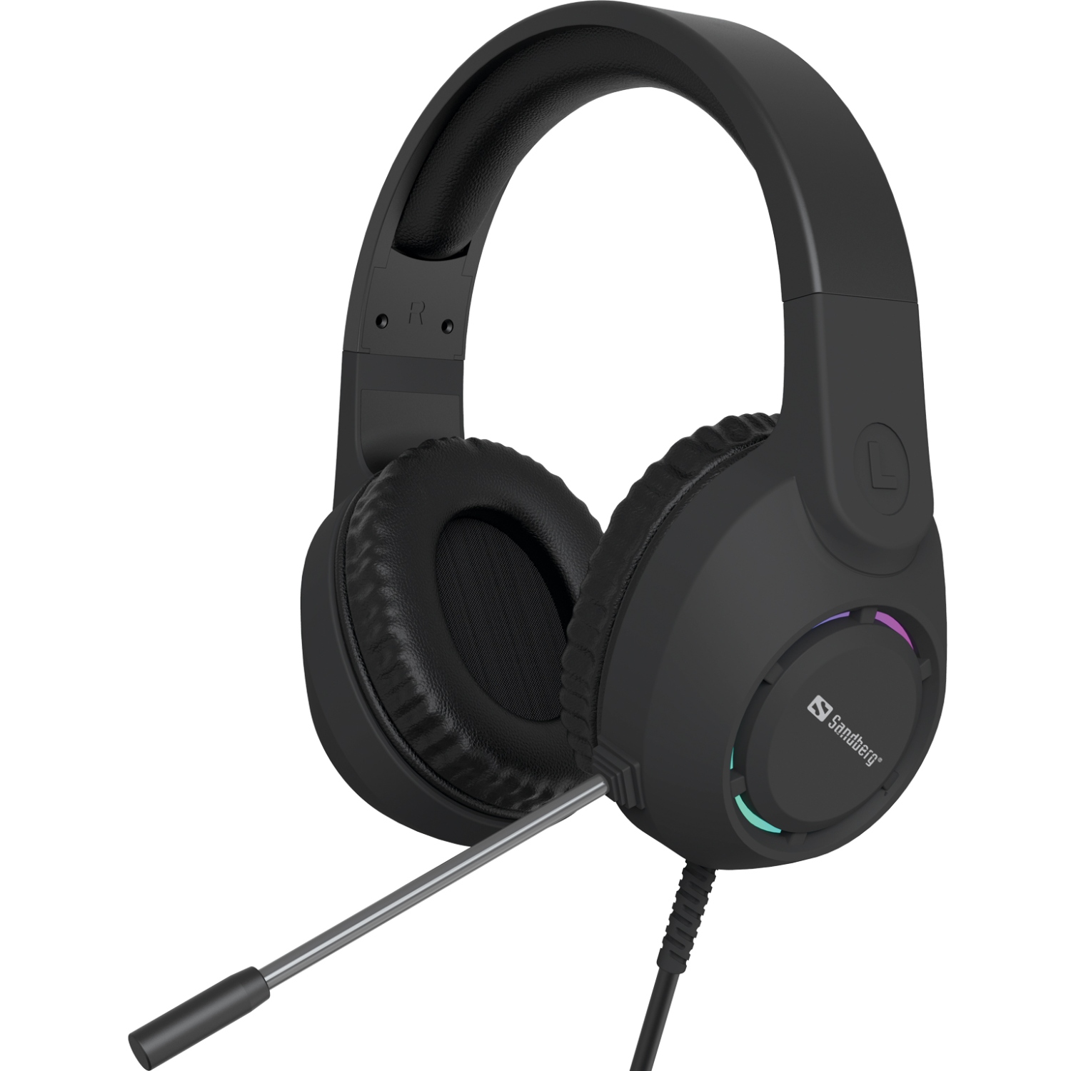Ігрова гарнітура Sandberg BossBlaster, USB, кабель 2м, RGB, чорна (126-49) Чорний на малюнкі №1
