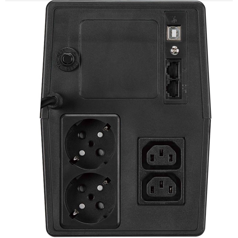 ДБЖ FSP iFP-2000, 2000ВА/1200Вт, LCD, Schuko*2+IEC*2, USB, Black, 12V/9Ah*2 (PPF12A1607) на малюнкі №3