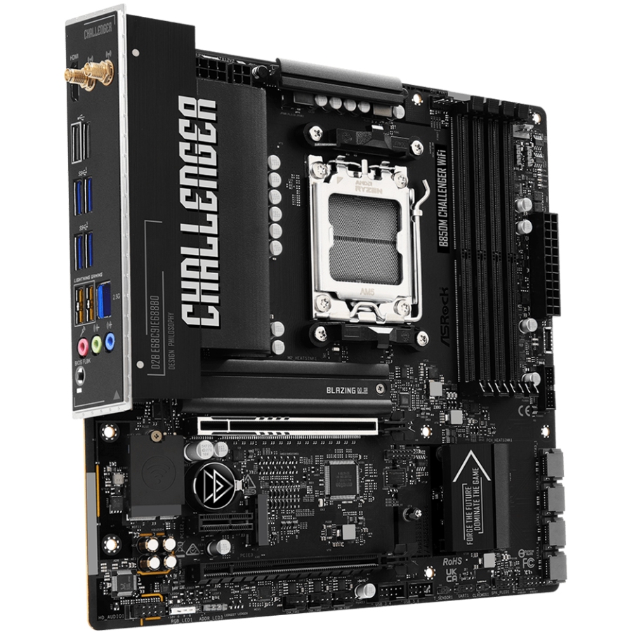 ASRock (AM5/B850, 4*DDR5, 2xPCIex16, HDMI/DP, 4xSATAІІІ,2xM.2, 2.5GLan, mATX) (B850M CHALLENGER WIFI) на малюнкі №2