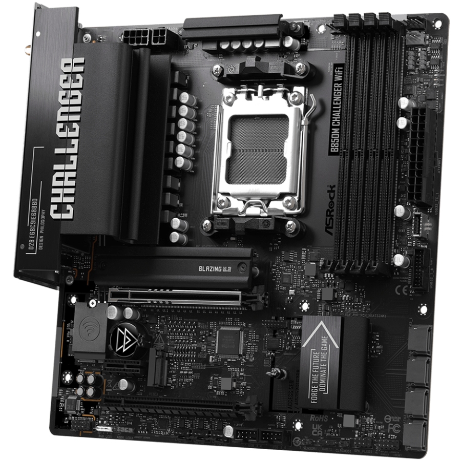 ASRock (AM5/B850, 4*DDR5, 2xPCIex16, HDMI/DP, 4xSATAІІІ,2xM.2, 2.5GLan, mATX) (B850M CHALLENGER WIFI) на малюнкі №3
