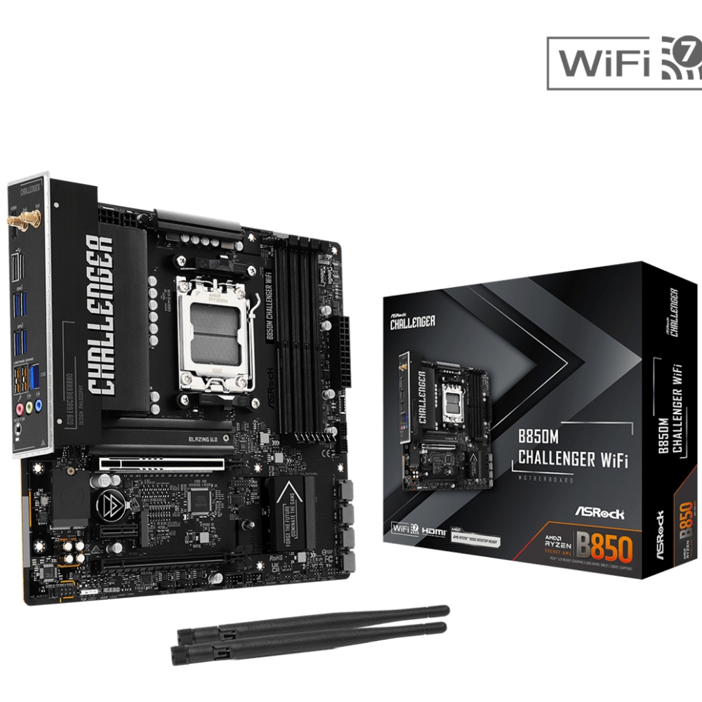 ASRock (AM5/B850, 4*DDR5, 2xPCIex16, HDMI/DP, 4xSATAІІІ,2xM.2, 2.5GLan, mATX) (B850M CHALLENGER WIFI) на малюнкі №5