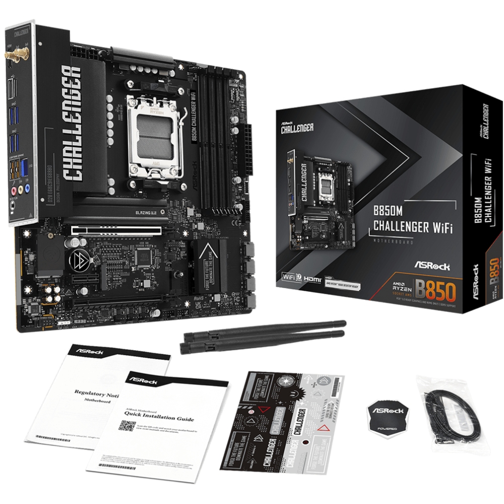 ASRock (AM5/B850, 4*DDR5, 2xPCIex16, HDMI/DP, 4xSATAІІІ,2xM.2, 2.5GLan, mATX) (B850M CHALLENGER WIFI) на малюнкі №6