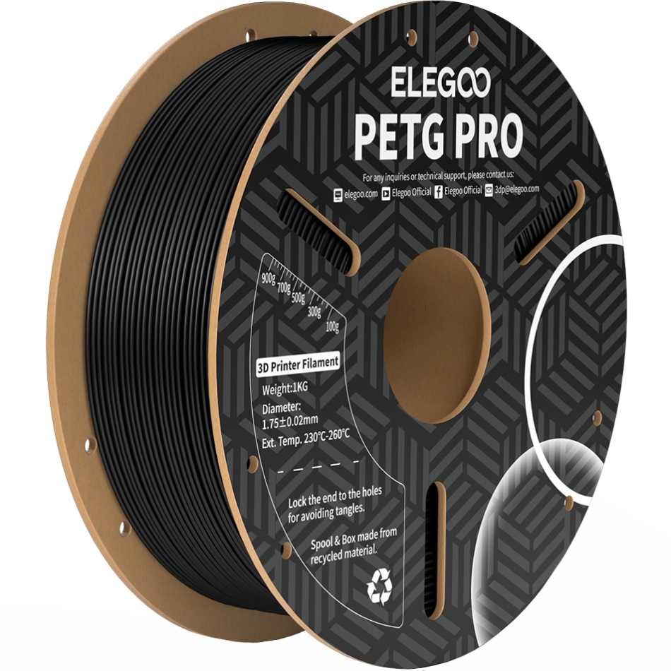 Пластик (Filament) ELEGOO PETG PRO 1кг, 1.75мм (50.203.0198) Чорний на малюнкі №1