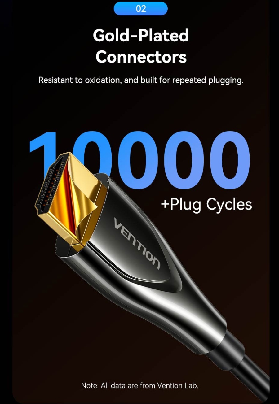 Кабель HDMI M - M, 60.0м, V2.0, Optical 4K 60Гц Black Zinc Alloy Vention (ALSBAE) на малюнкі №8