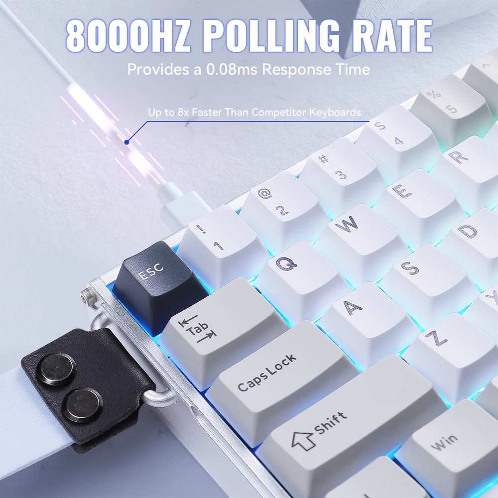 Клавіатура ігрова магнітна Attack Shark X68 Max HE 68кл. RGB, USB-C, Starlight White (X68MAXSW_AS) Білий на малюнкі №5