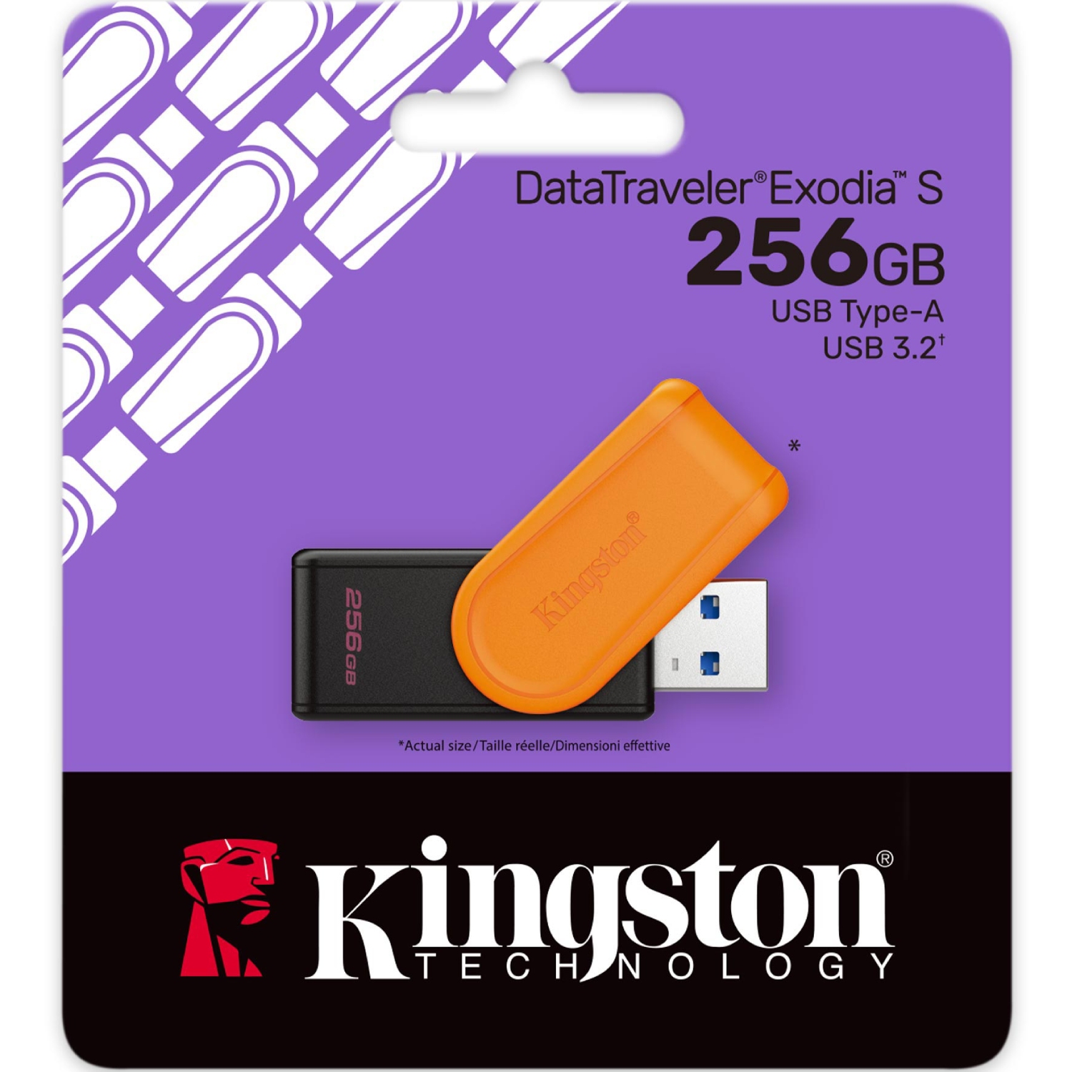 USB Flash Kingston DT Exodia S 256GB USB3.2 Gen1 Black + Orange, Retail (DTXS/256GB#) чорно-помаранчевий на малюнкі №3