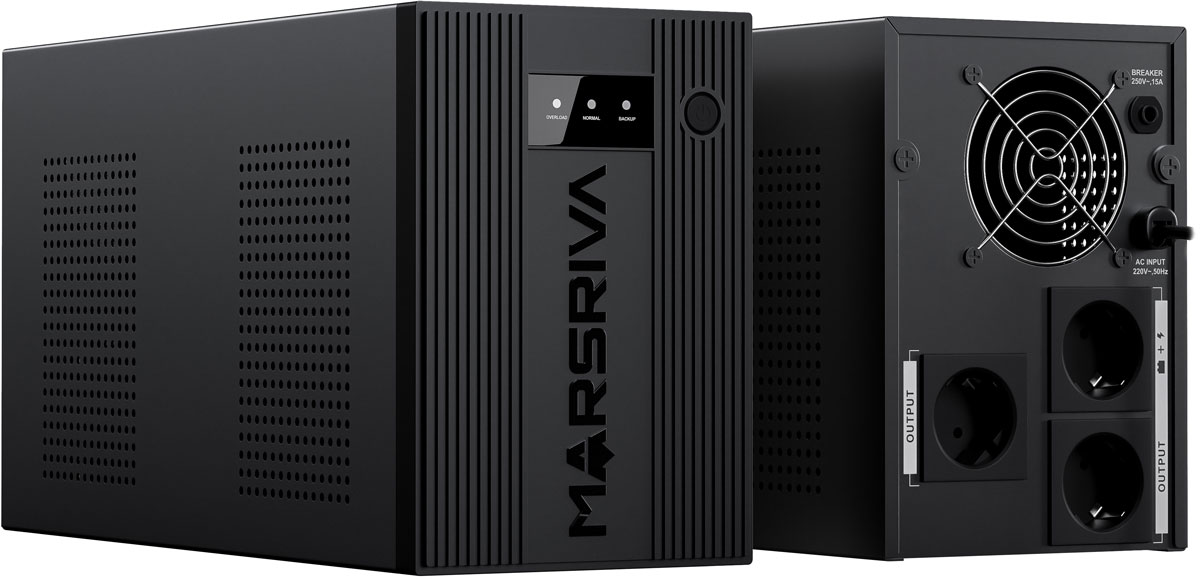 ДБЖ Marsriva MR-UF3000, 3000ВА/1800Вт, Line-Interactive, LED version, 2хSchuko, 4*12V/9Ah, metal (MR-UF3000) на малюнкі №4
