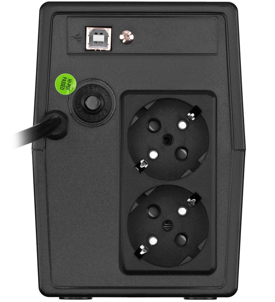 ДБЖ FSP iFP-600, 600ВА/360Вт, Lin-Int, LCD (дисплей), Schuko*2, USB, Black (PPF3602800) на малюнкі №3