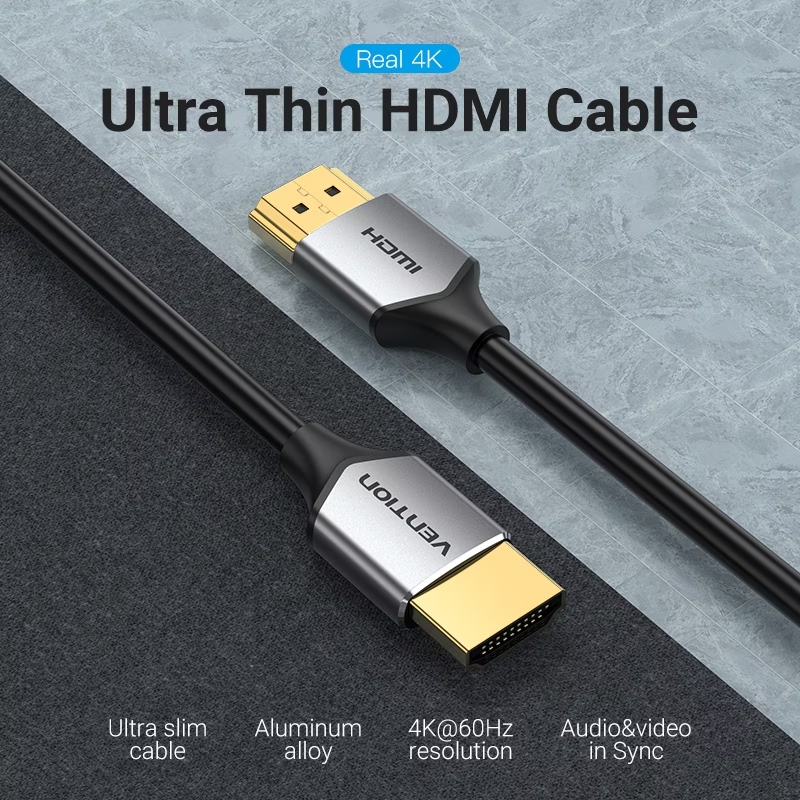 Кабель HDMI M - M, 1.5 м, V2.0, 4K 60 Гц, Aluminum Alloy, Ultra Thin, Vention (ALEHG) на малюнкі №4