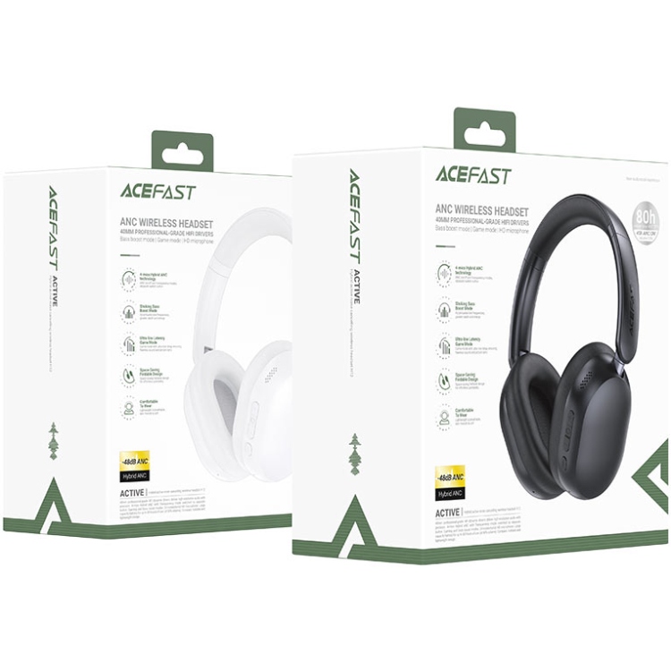 Гарнітура Acefast H12 Hybrid ANC, Bluetooth, White (6974316285731) Білий на малюнкі №3