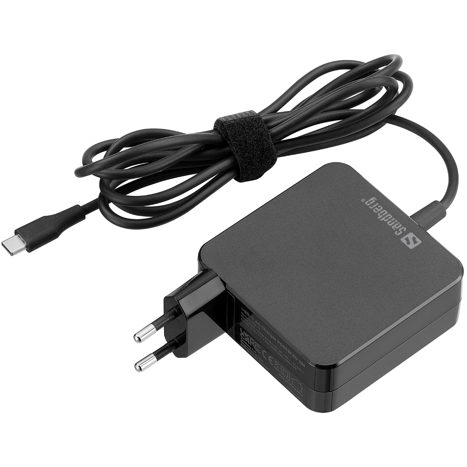 Зарядний пристрій 1xUSB 65W (USB-C) Gan, built in cable 2m, чорний Sandberg (135-79) на малюнкі №1