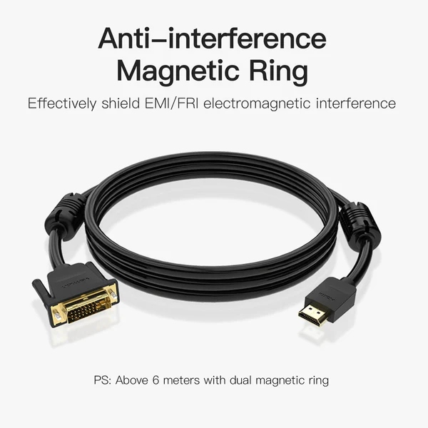 Кабель HDMI M - DVI (24+1 24+5), 2.0 м, PVC Vention (ABFBH) на малюнкі №5