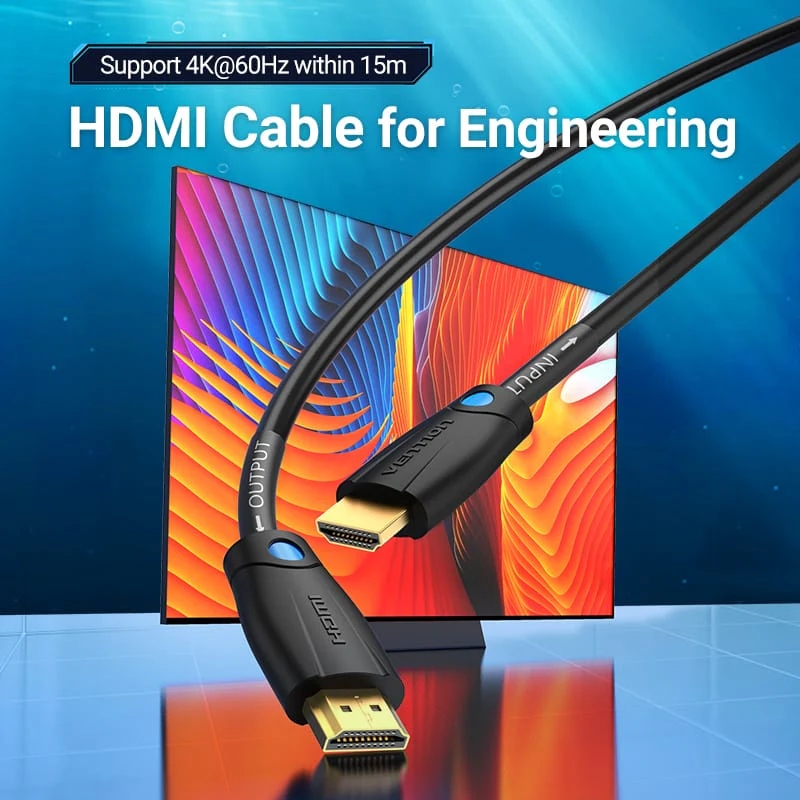 Кабель HDMI M - M, 3.0 м, V1.4, Engineering 4K 30Гц PVC Black Vention (AAMBI) на малюнкі №3