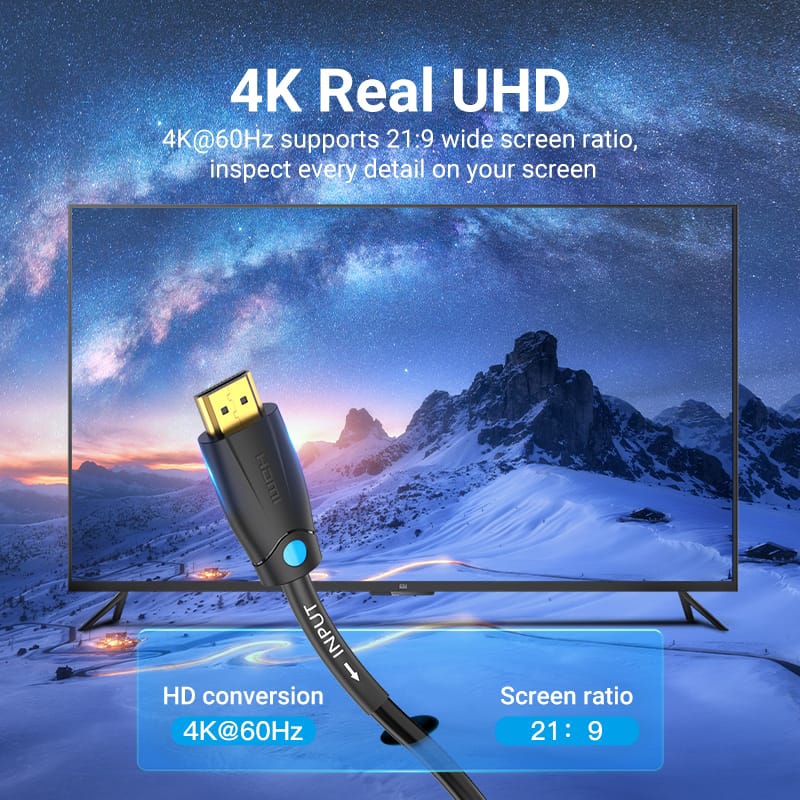 Кабель HDMI M - M, 3.0 м, V1.4, Engineering 4K 30Гц PVC Black Vention (AAMBI) на малюнкі №4