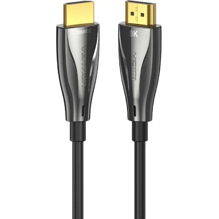 Кабель HDMI M - M, 10.0м, V2.1, Optical 8K 60Гц 48Gbps Dolby 7.1 TPE Black Zinc Alloy Vention (ALBBL) на малюнкі №4