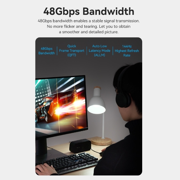 Кабель HDMI M - M, 10.0м, V2.1, Optical 8K 60Гц 48Gbps Dolby 7.1 TPE Black Zinc Alloy Vention (ALBBL) на малюнкі №7