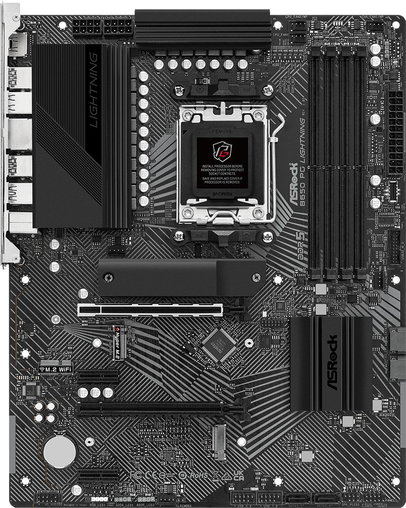 ASRock (AM5/B650, 4*DDR5, 2xPCIex16, HDMI, 4xSATA, 3xM.2, 2.5GLan, 7.1ch, ATX) (B650 PG LIGHTNING) на малюнкі №1