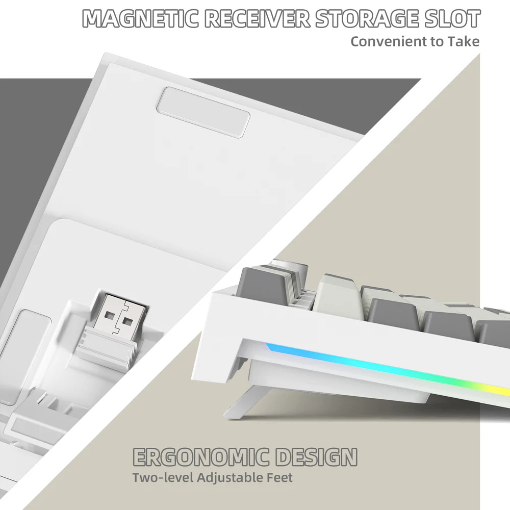 Клавіатура ігрова механічна Attack Shark K86 87кл.RGB,Wireless, Business Gray (K86BG_AS) Сірий на малюнкі №4