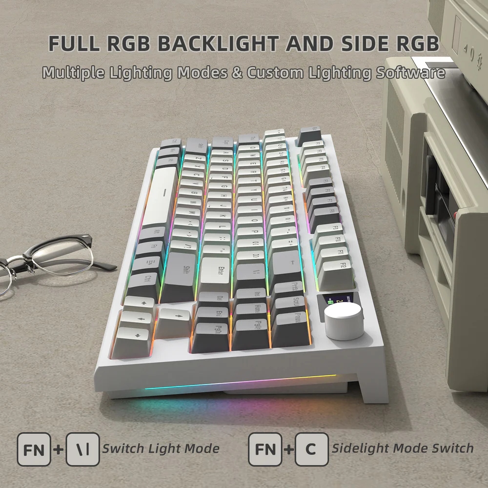 Клавіатура ігрова механічна Attack Shark K86 87кл.RGB,Wireless, Business Gray (K86BG_AS) Сірий на малюнкі №6