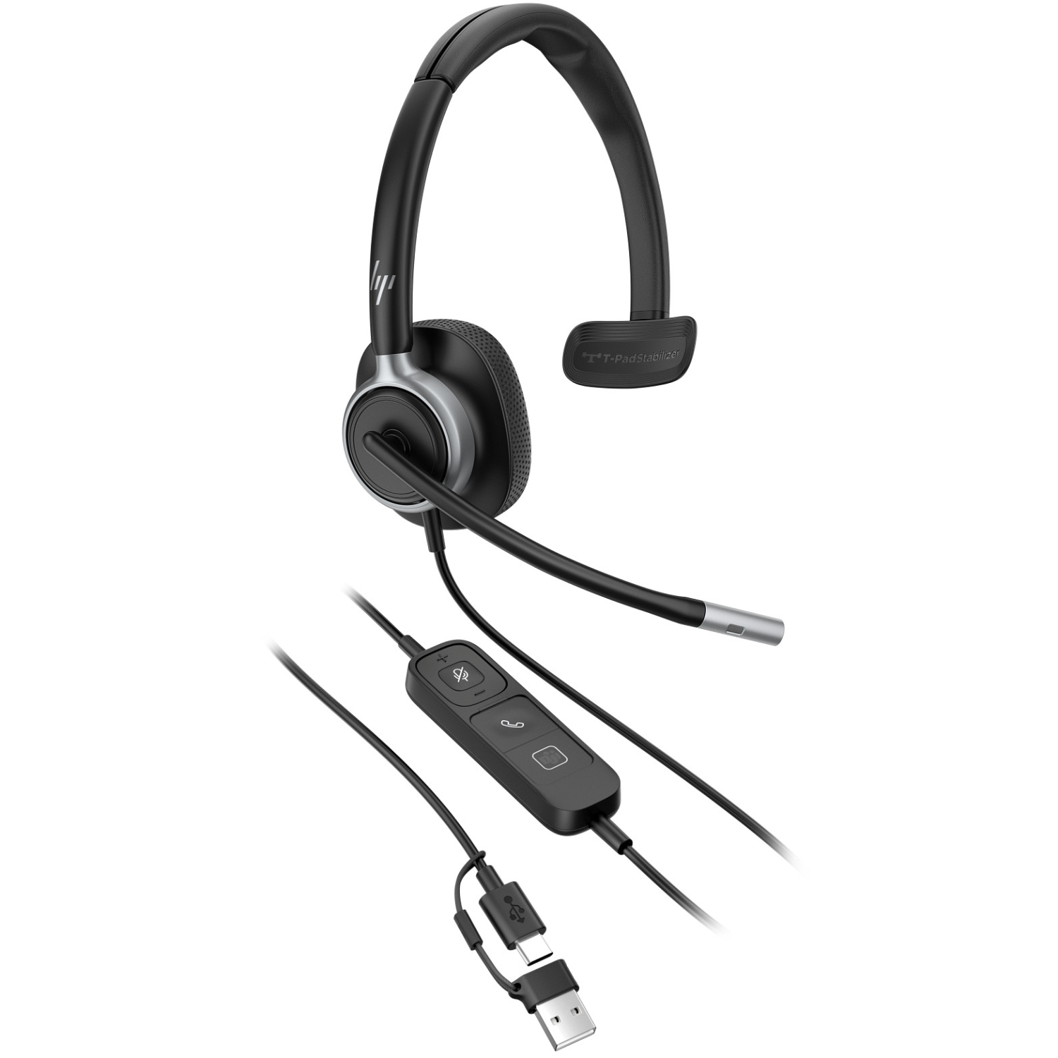 Гарнітура HP Poly Mission 615 Monaural USB-C/A (C01C3AA) Чорний на малюнкі №6